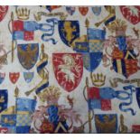 Two pairs of cotton curtains in a striking heraldic pattern 'Lancelot' (Jonelle Duracolour);