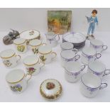 A selection to include: two sets of six coffee cans and saucers - a Royal Worcester set (one A/F)