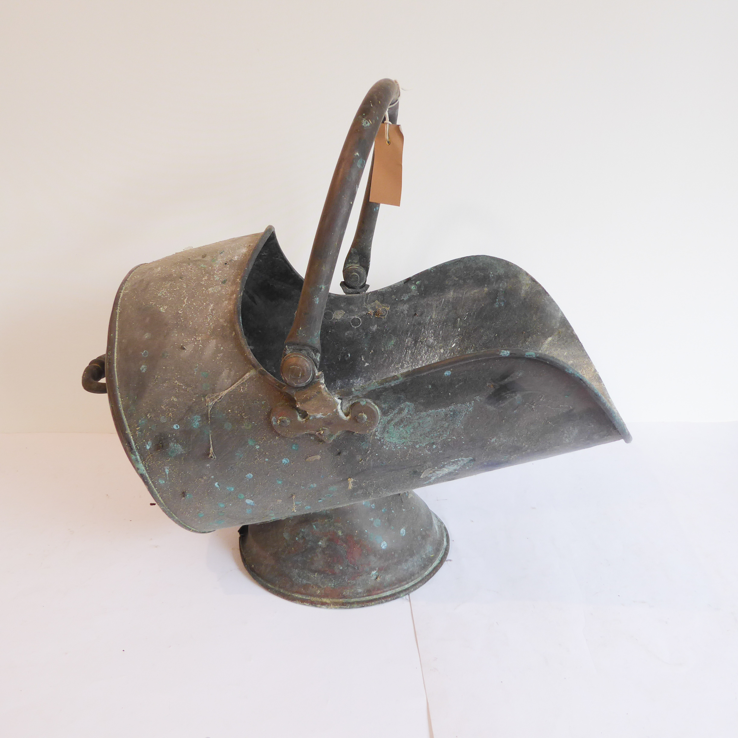 Assorted brass and copper items to include: a 19th century copper helmet-shaped coal scuttle with - Image 4 of 6