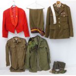 Articles of 1960s British Army uniform: a No. 2 Dress tunic, trousers and tunic-belt (missing
