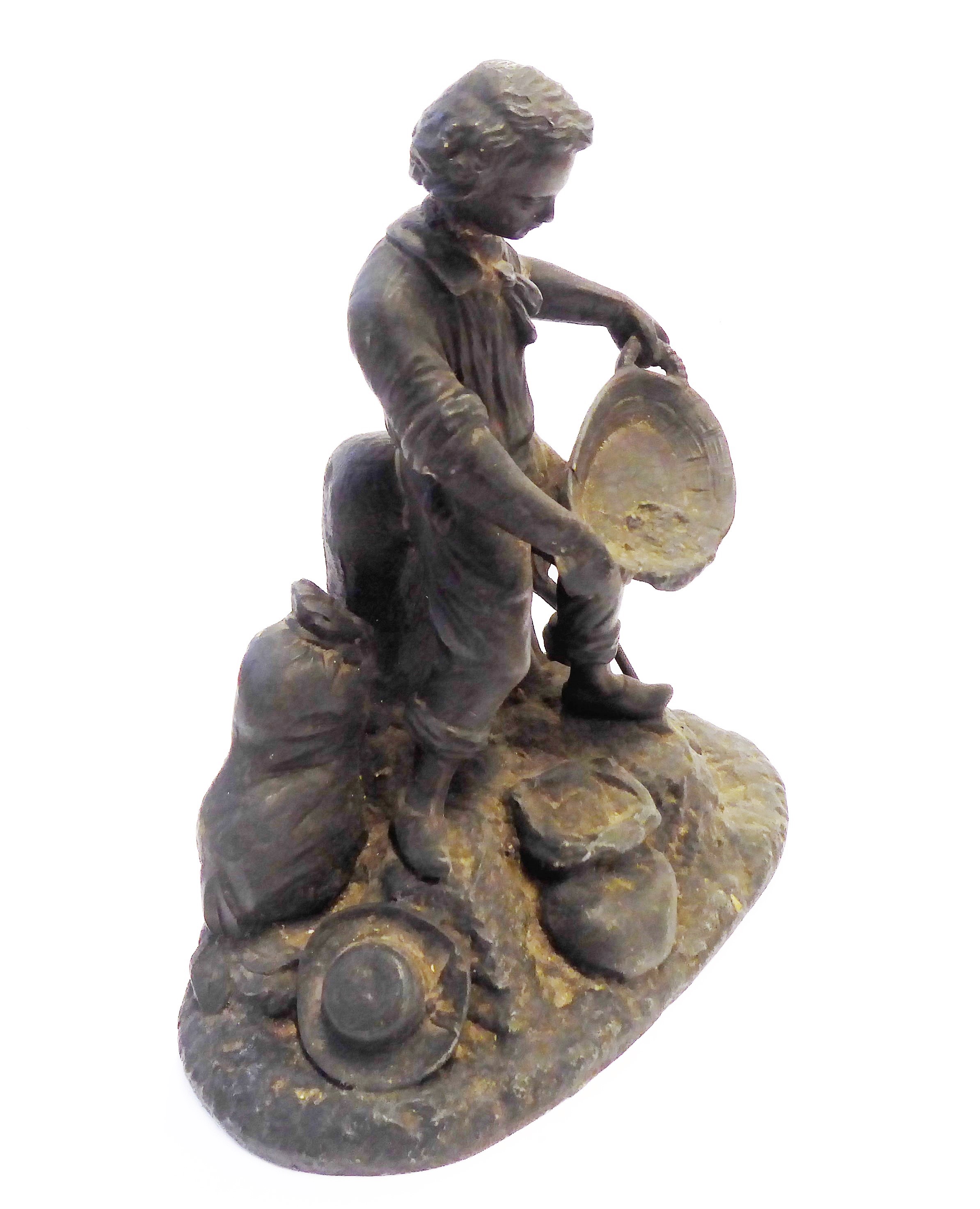 'The Harvest' - a late 19th century Victorian bronzed-spelter figure modelled as a farmer with - Image 2 of 3