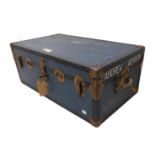 A metal-bound travelling trunk marked for 2nd LT. B.A. Kenyon R.A. (91.5 cm wide)