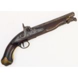 A late 18th century Tower percussion pistol converted from flintlock