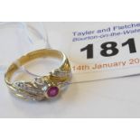 A 14-carat ruby and diamond dress ring