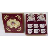 A Royal Crown Derby porcelain tea set in the 'Derby Posie' pattern, in original fitted case
