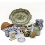 A mixed selection of 20th century items to include an 'Old Foley' blue-and-white shaving mug, a