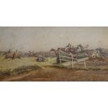 After G.D. GILES - 'The Canal Turn - Liverpool Grand National Steeplechase', colour lithograph after