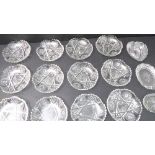 A set of 12 mid 20th century hand-cut Bohemian-style ice bowls (15.5 cm diameter) (one damaged),