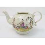 A late 18th to early 19th century English bullet-shaped teapot (minus cover) decorated in the