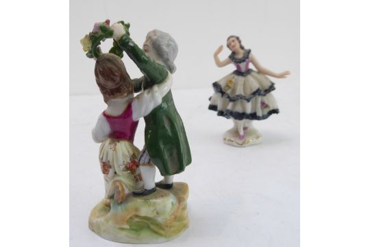 A late 19th/early 20th century continental hand-decorated porcelain model of a lady dancing, - Image 3 of 8