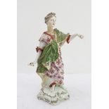 A 19th century hand-decorated hard-paste porcelain figure of a maiden in long flowing floral