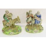 A pair of early 19th century Walton Staffordshire lead glazed earthenware religious figures, "Flight