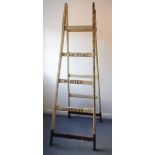 A set of mid-20th century A-form painter's ladders marked 'Stan Kent - Painter, Cobridge' (235 cm