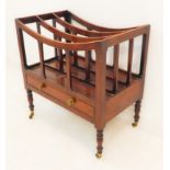 A Regency period, three-division mahogany canterbury with single full-width drawer retaining