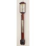 A George III period bow-fronted mahogany stick barometer by 'Keohan (East Smithfield, London)':