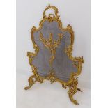 A fine quality late 19th century French gilded ormolu Rococo-style fireguard. The finely worked