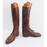 A pair of Bartley & Sons gentleman's riding boots; brown-leather lace-ups with Oxford-style vamps;