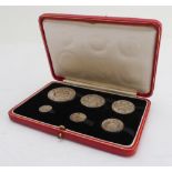 A 1927 Royal Mint cased proof set of six silver coins (3d to crown)