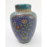 A late 19th to early 20th century Japanese pottery vase and cover with internal lid: decorated in