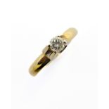 A diamond single stone ring, shank stamped '18K', ring size N