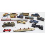 Fifteen early to mid 20th century diecast models to include Dinky Toys: a Dinky Toys LNER locomotive
