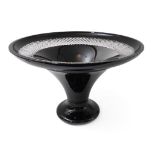 A John Rocha (Waterford) 'Old Fashioned' crystal fruit bowl of trumpet form: black flash and hobnail