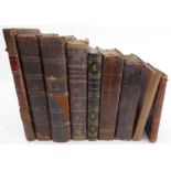 Nine leather-bound volumes mostly on philosophy and religion and to include: 'The Whole Duty of Man'