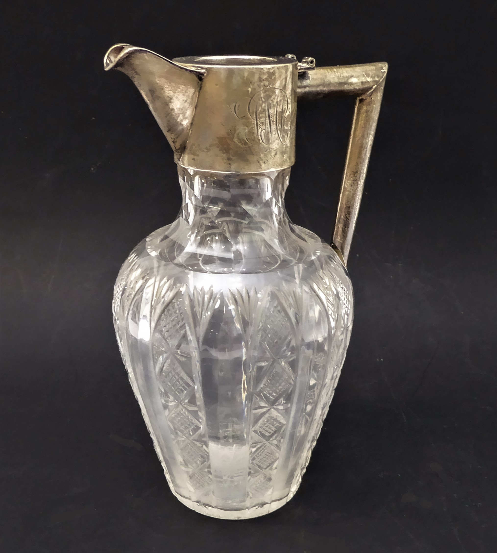 An early 20th century silver-mounted cut-glass claret jug, assayed Chester 1901 (hinged cover now - Image 4 of 6