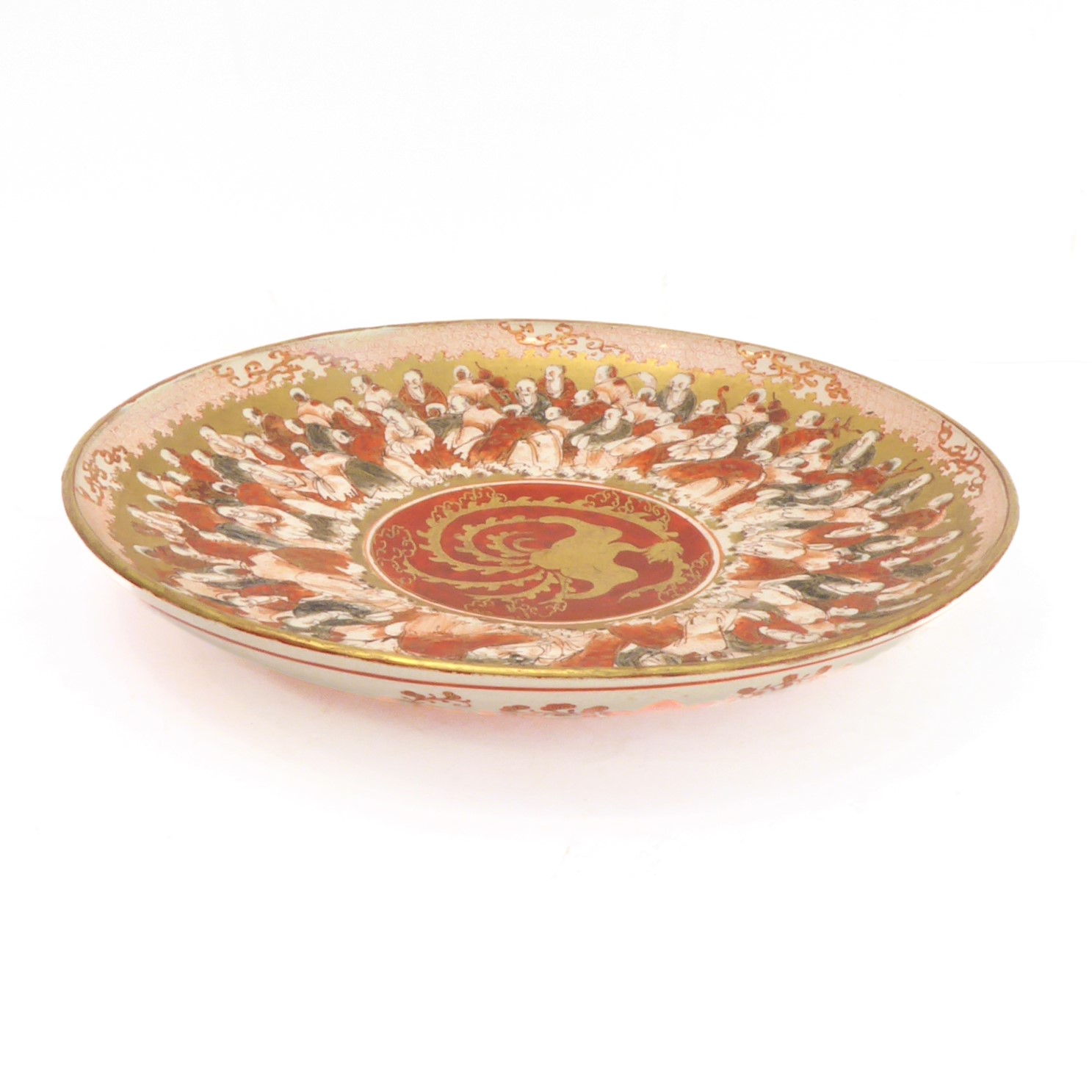 A late 19th/early 20th century Japanese porcelain bowl in the satsuma palette: centrally decorated