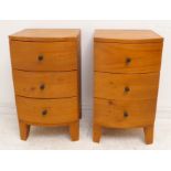 A pair of modern bow-fronted three-drawer bedside-style chests (40 x 40 x 72 cm)