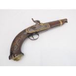 A 19th century percussion pistol (32 cm)