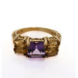 A 10-carat gold amethyst and citrine ring, size N/O