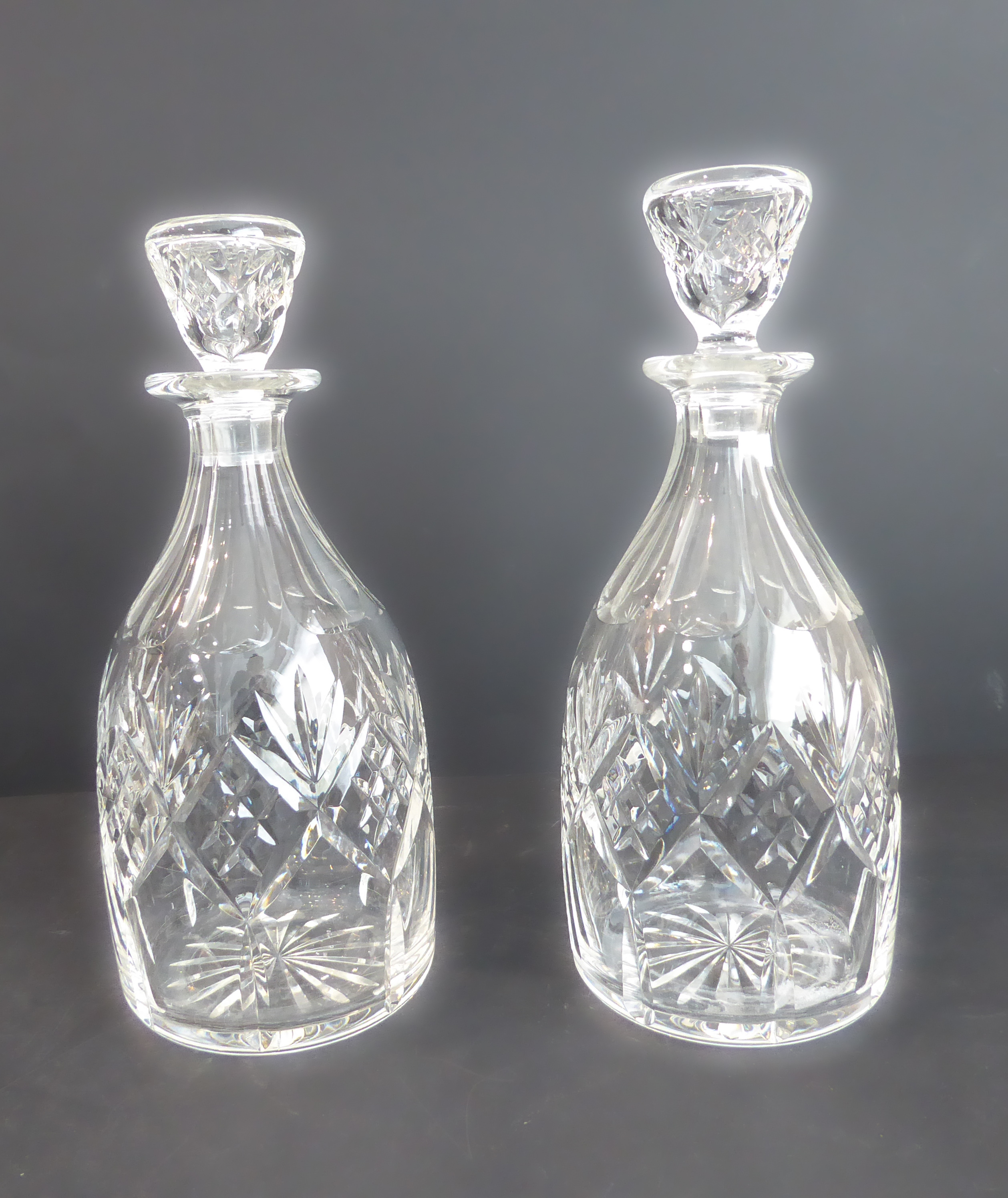 Five quality hand-cut decanters, together with a 19th century style hobnail cut claret jug and a - Image 2 of 6
