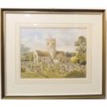 JULIENNE LINDON-MORRIS A.R.I.B.A. - St Eadburgha Church, Broadway, Worcestershire, watercolour,