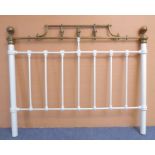 A 4ft 6in brass and white painted Victorian bedhead