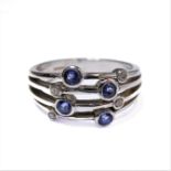 A 9-carat gold, sapphire and diamond ring in the Boodles Raindance style, ring size RVery good