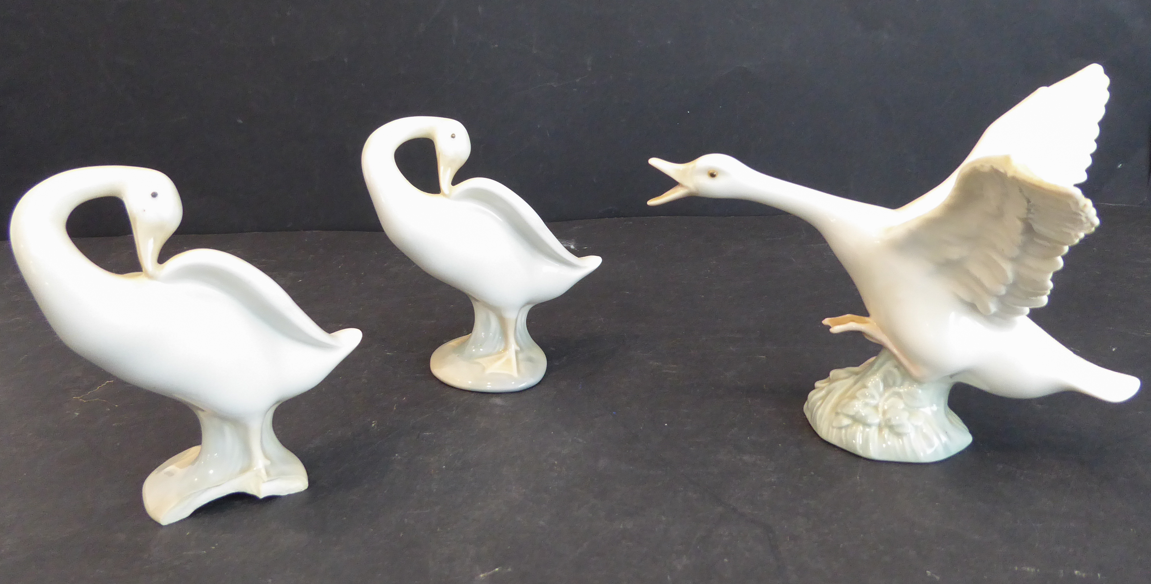 Five Lladró female figures (the tallest 32cm high) and three Lladró figures of geese (some damage) - Image 4 of 4
