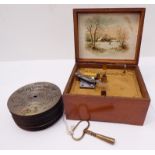 A 19th century mahogany-cased symphonion disc music box (18cm wide): in good original working