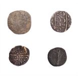A French Henry III hammered silver coin, an Edward I silver penny, a contemporary forgery of a