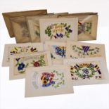 Fourteen WWI hand-stitched sweetheart cards in their original tissue envelopes