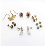 Six pairs of 9-carat gold earrings