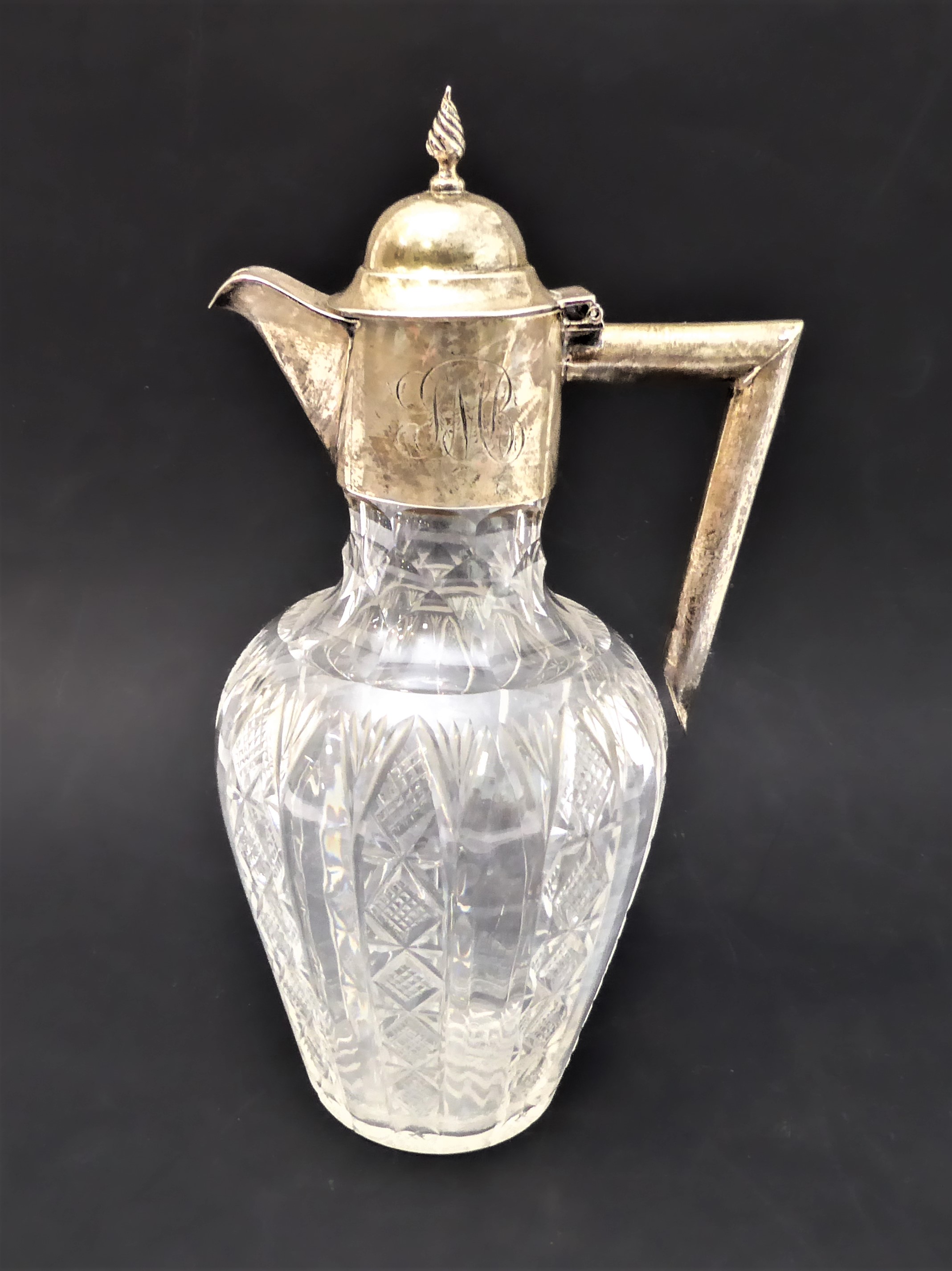 An early 20th century silver-mounted cut-glass claret jug, assayed Chester 1901 (hinged cover now - Image 2 of 6