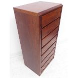 A modern seven-drawer hardwood office-style cabinet (50 x 37 x 106 cm) (Matches 484)