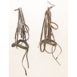Two full-sized flash bridles in brown and black leather (2)