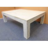 A painted shabby chic-style coffee table on square legs (122cm wide x 91.5cm deep x 41cm high)