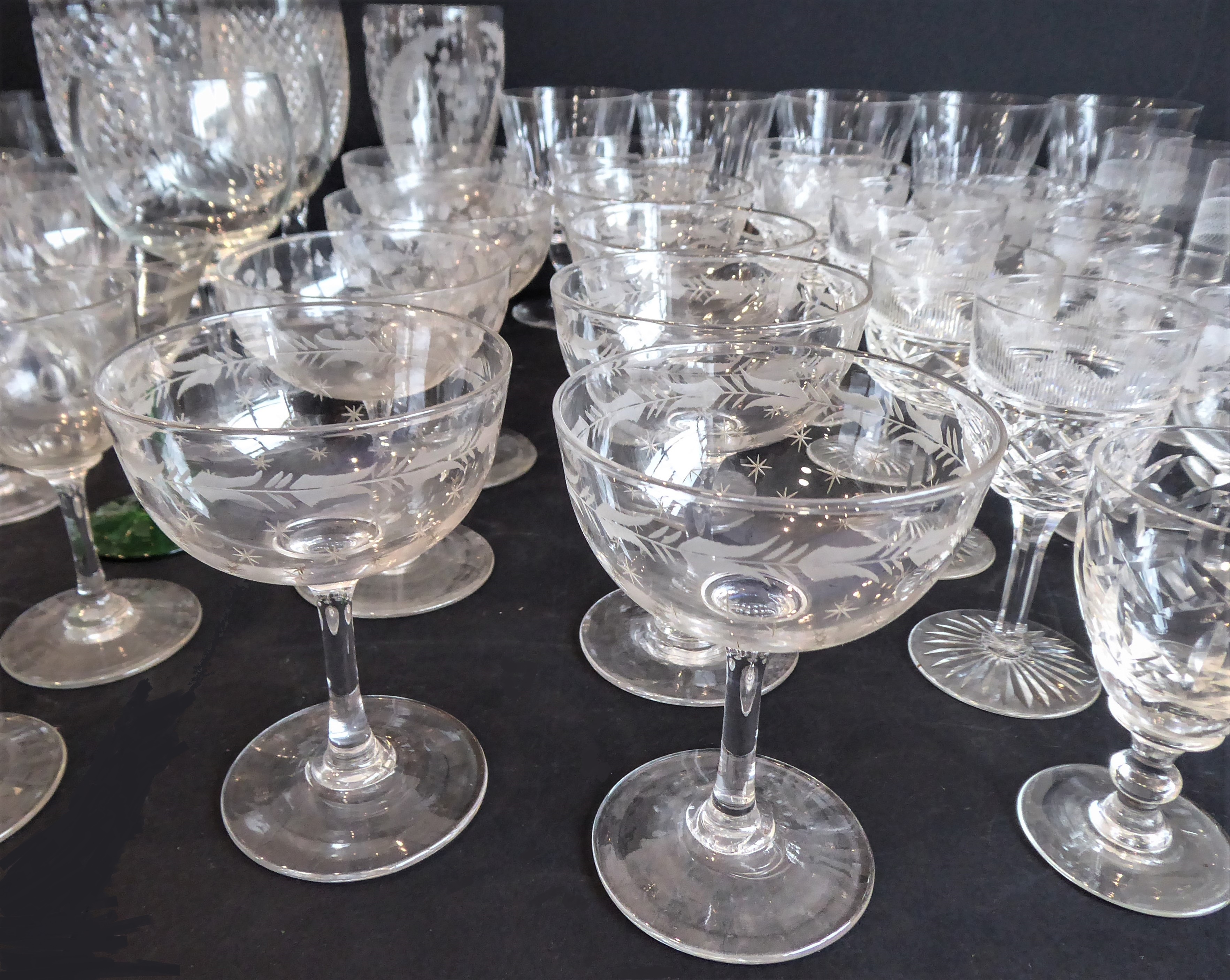 Five trays of various fine quality drinking glasses to include: hocks, hobnail-cut flutes, wines, - Image 3 of 5