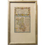 An 18th century hand-coloured map engraving, 'The Road from London to Yarmouth Containing the