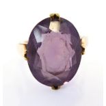 A 9-carat gold large amethyst ring, size L