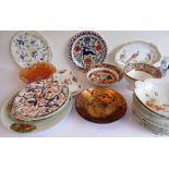 Various ceramics including bowls, dishes, plates and a fine Spode Bone China boat-shaped dish
