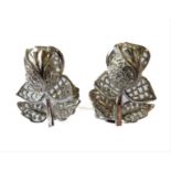 A pair of boxed silver earrings modelled as rose buds